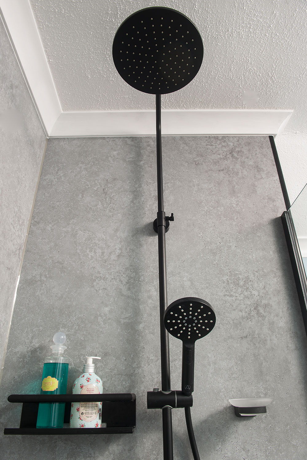 Aqualla Drench Shower System in Matt Black.