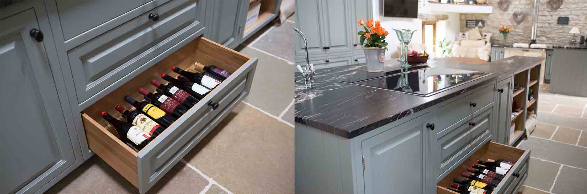Kitchen Case Study: Prentice Windsor kitchen drawer cabinetry essential for red wine 