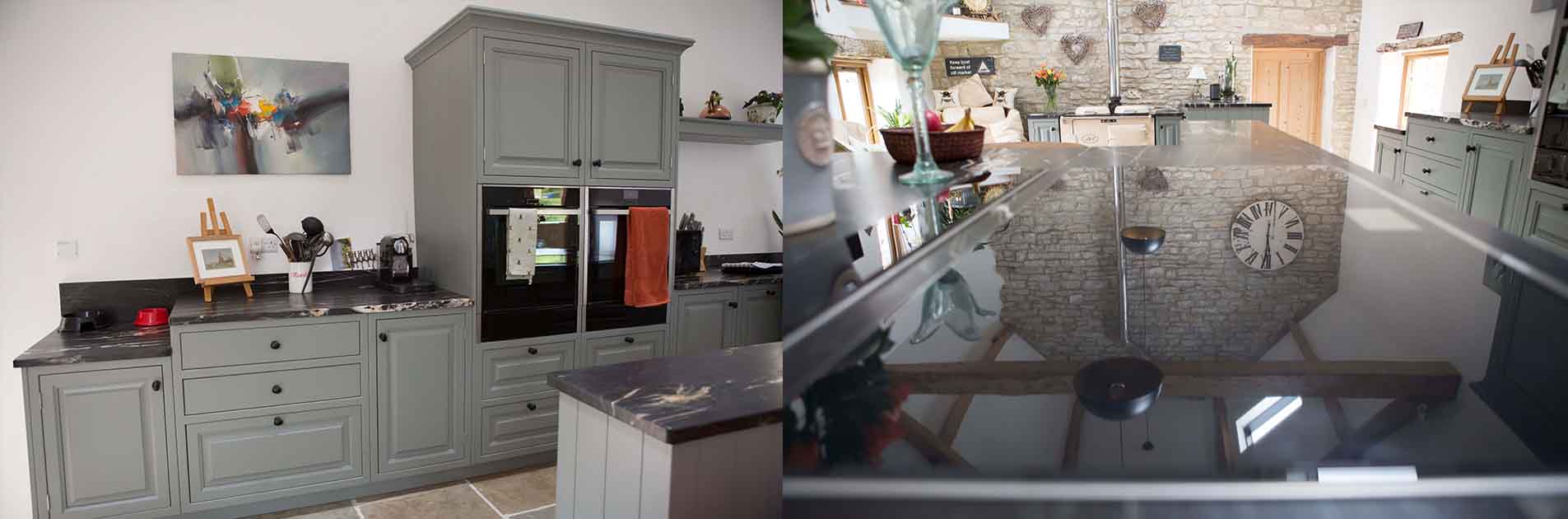 Kitchen Case Study: Prentice kitchen cabinetry and reflection of the beautiful high beams