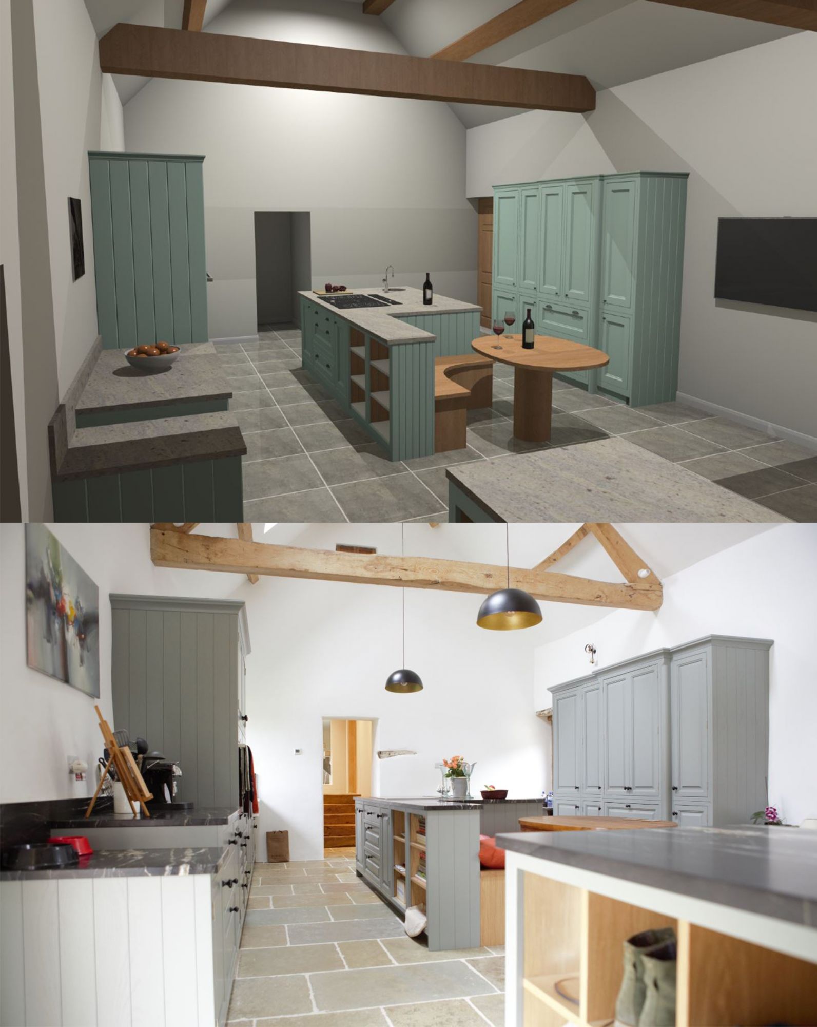 2 images of a kitchen 