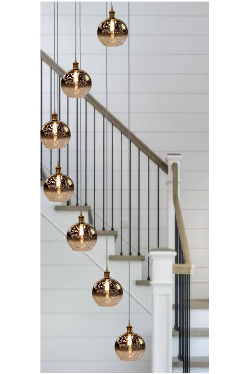 Hanging Pendant Lights on a stairwell