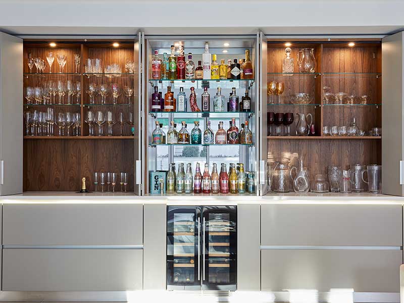 Striking drinks cabinet in a stoneham kitchen