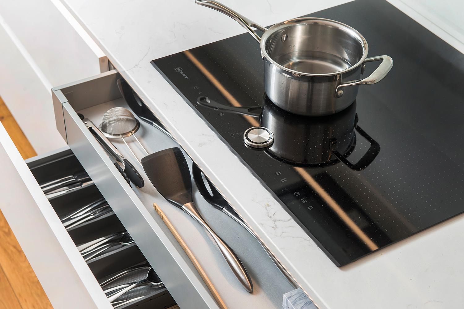 Electrical hob in a fitted kitchen