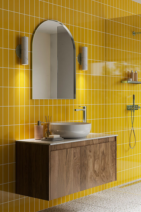 Showerwall in Mustard Tile Pattern