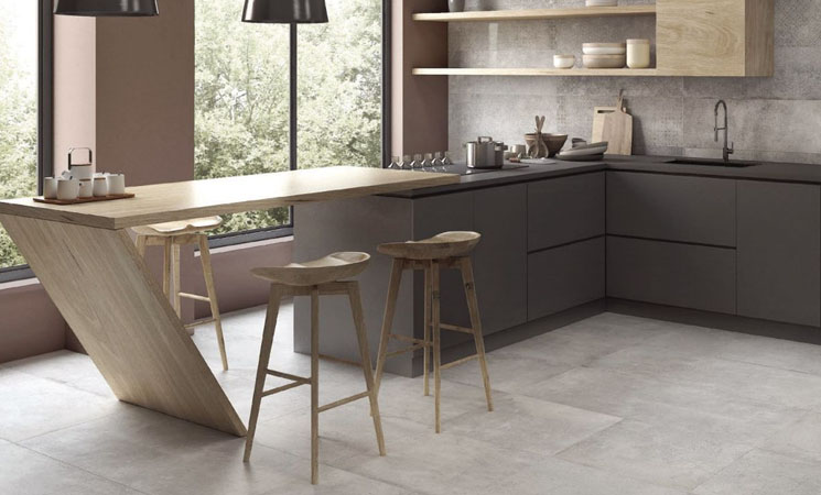 Rak Ceramic hard wearing floor tiles pale textured grey