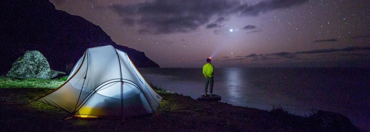 A Tent Camped out at night