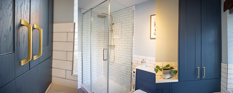 Customer case study Blue bathroom from Gardiner Haskins