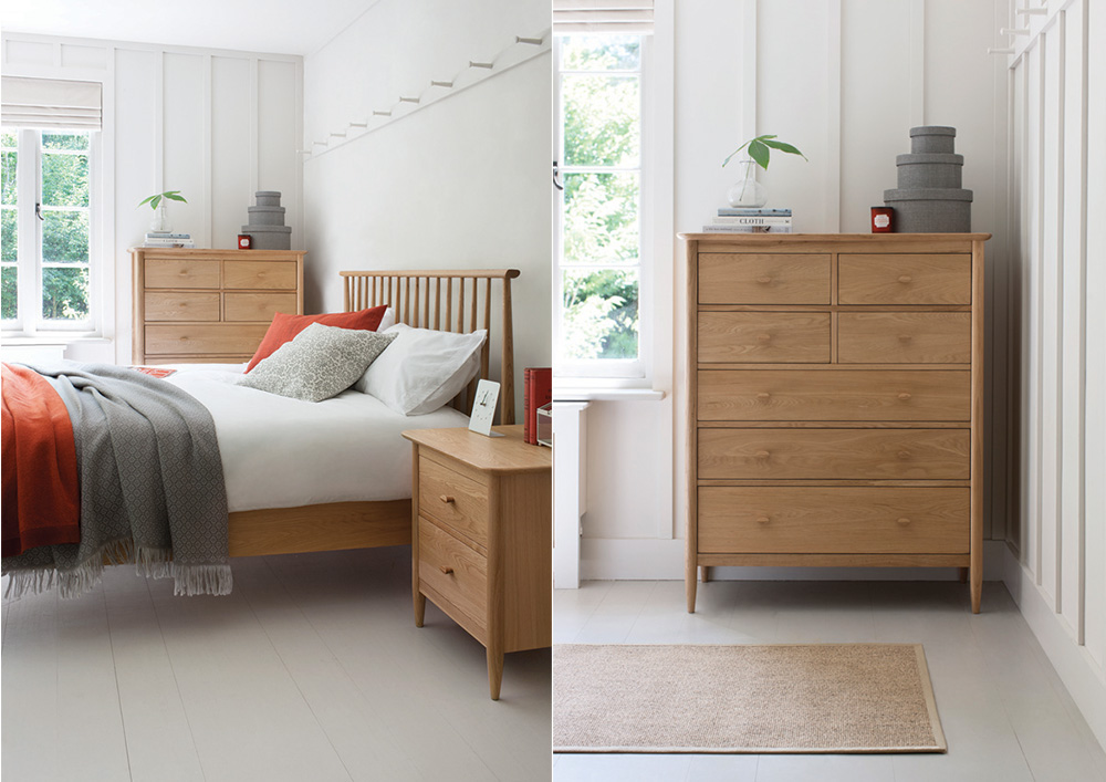 Ercol Teramo Bedroom Furniture Bed and Chest of Drawers