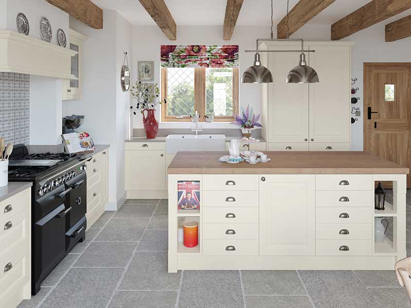 A traditional cottage kitchen featuring range cooker