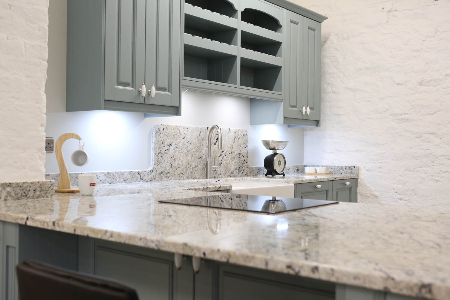 Granite splashback and matching worktop