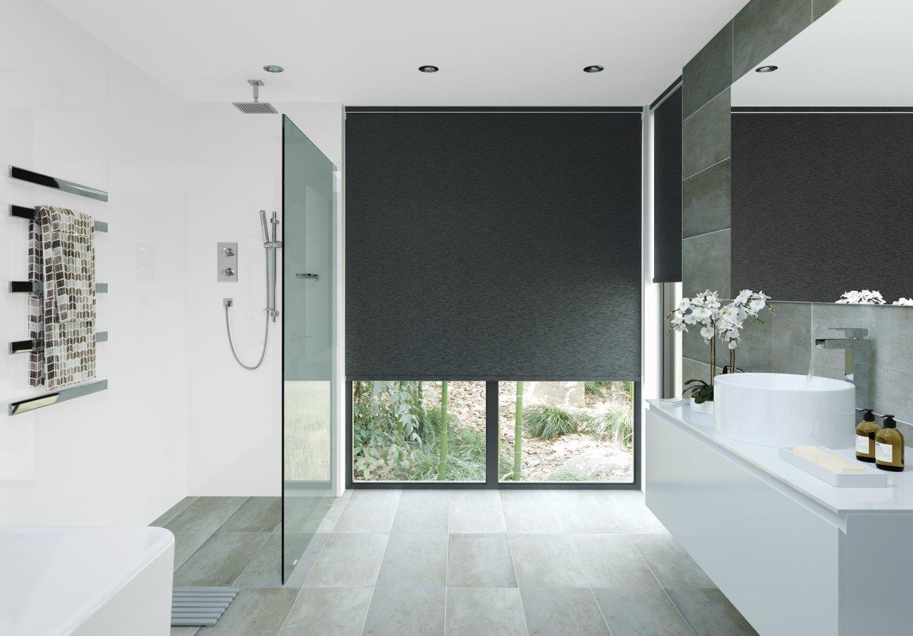 Rol-lite dark grey blind for dark bathrooms