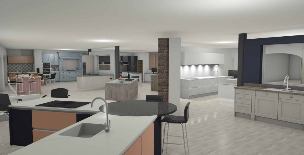 3d design of fitted kitchen studio in bristol