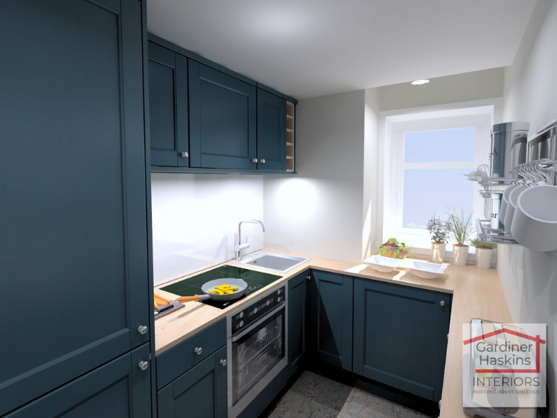 One of Zoe's designs featuring a smaller kitchen that still allowed for the client's wishlist tp be completed