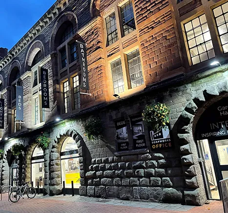 Gardiner Haskins entrance to the Bristol store at twilight 